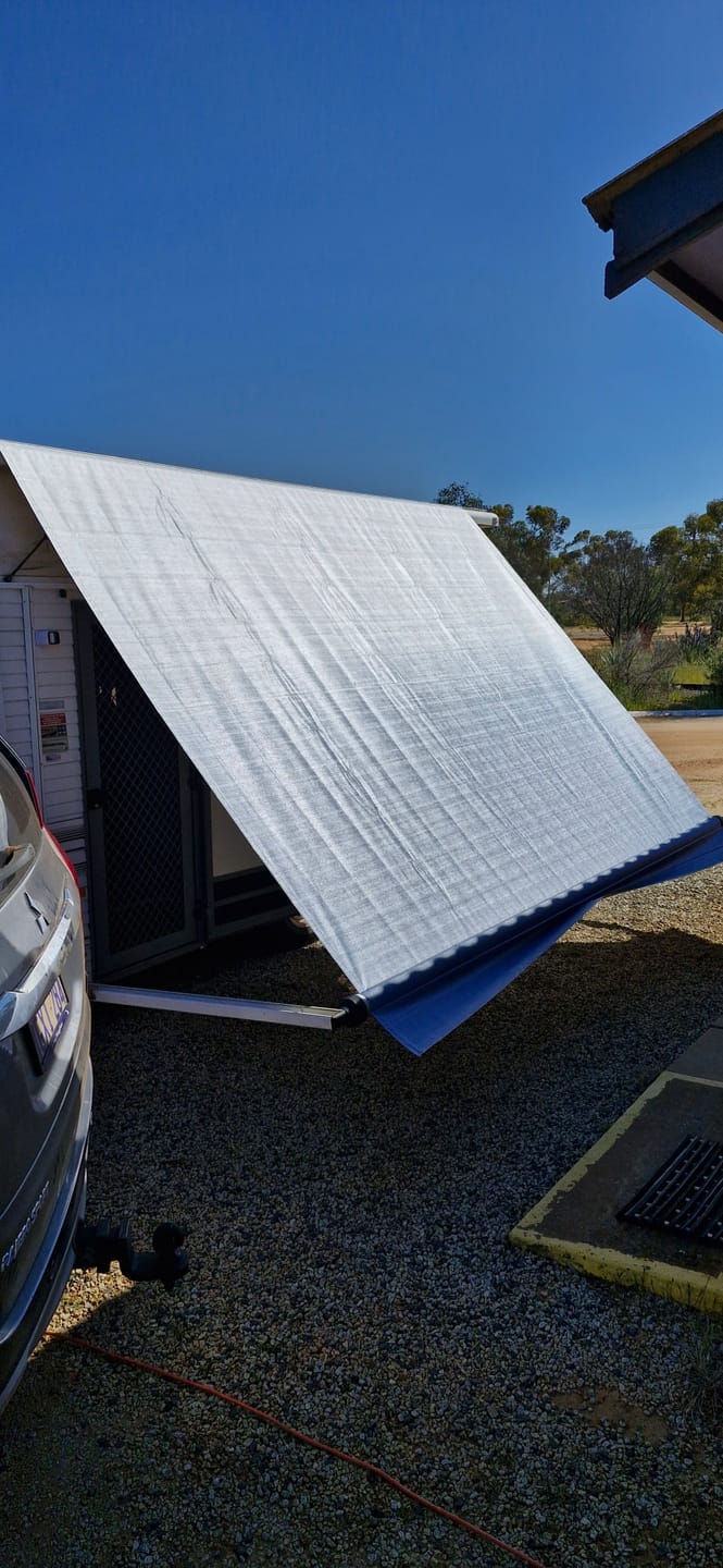 Customer photo review of Awning Replacement Vinyl - Blue Fade WA2004