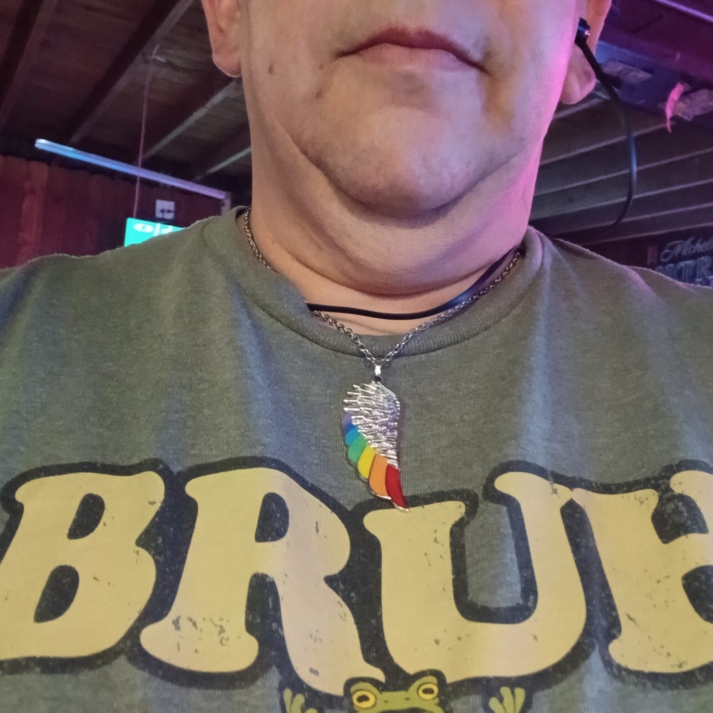 Customer photo review of Rainbow Angel Wing Necklace