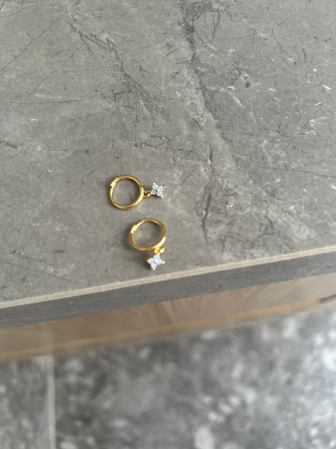 Customer photo review of Clover Opal Hoop Earrings