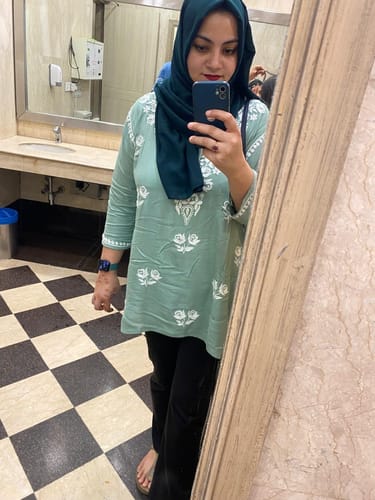 Customer photo review of Nazakat Sea Blue Cotton short kurta