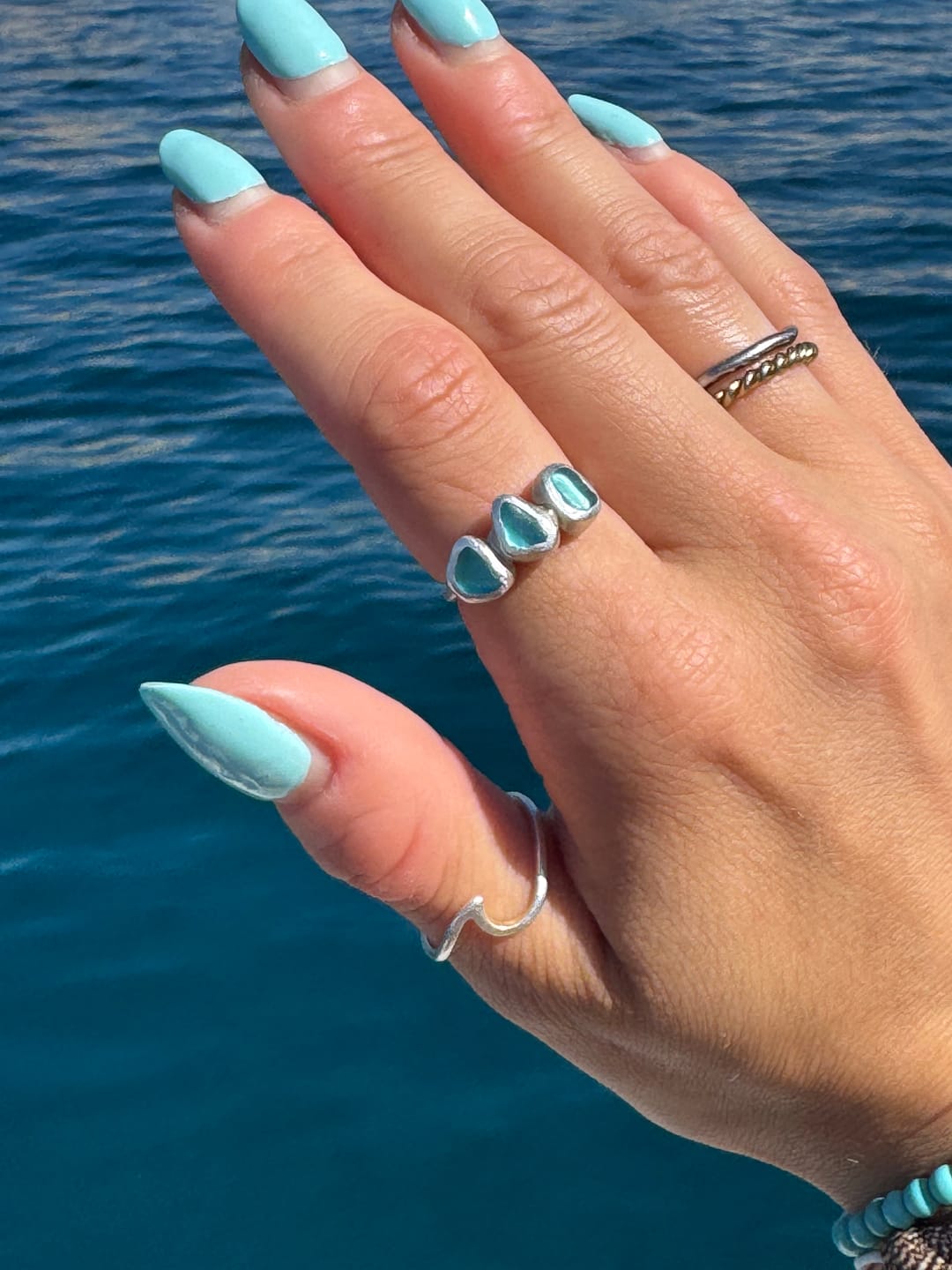 Customer photo review of Blue Sea Glass Heart - Size P