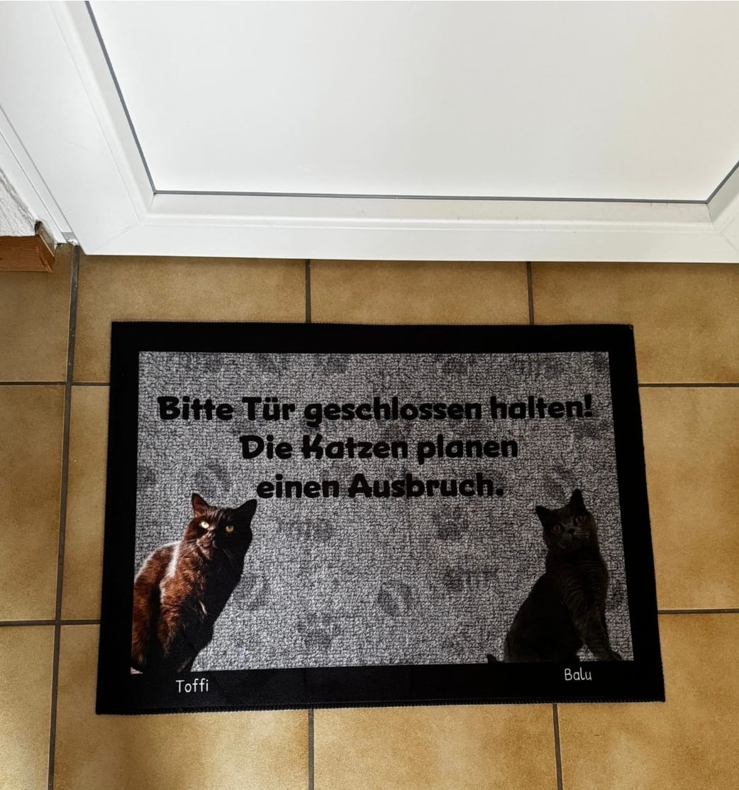 Customer photo review of Katzen planen einen Ausbruch - Individuelle Fußmatte