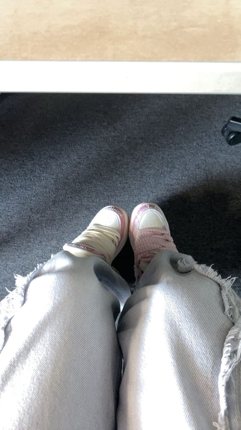 Customer photo review of Pink Double Tongue Sneakers