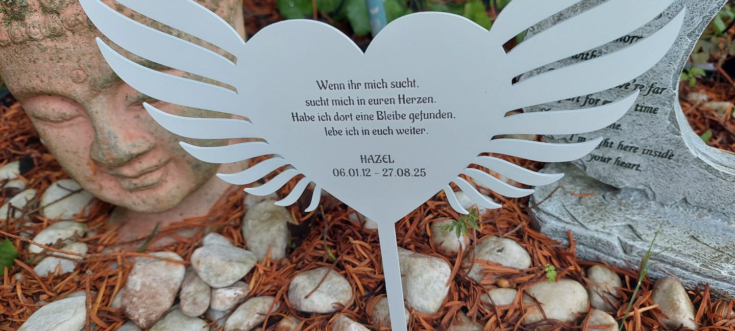 Customer photo review of Gedenktafel  - Grabstecker V2aEdelstahl 25x32 cm oder 20x26 cm viele Sprüche als Vorlage