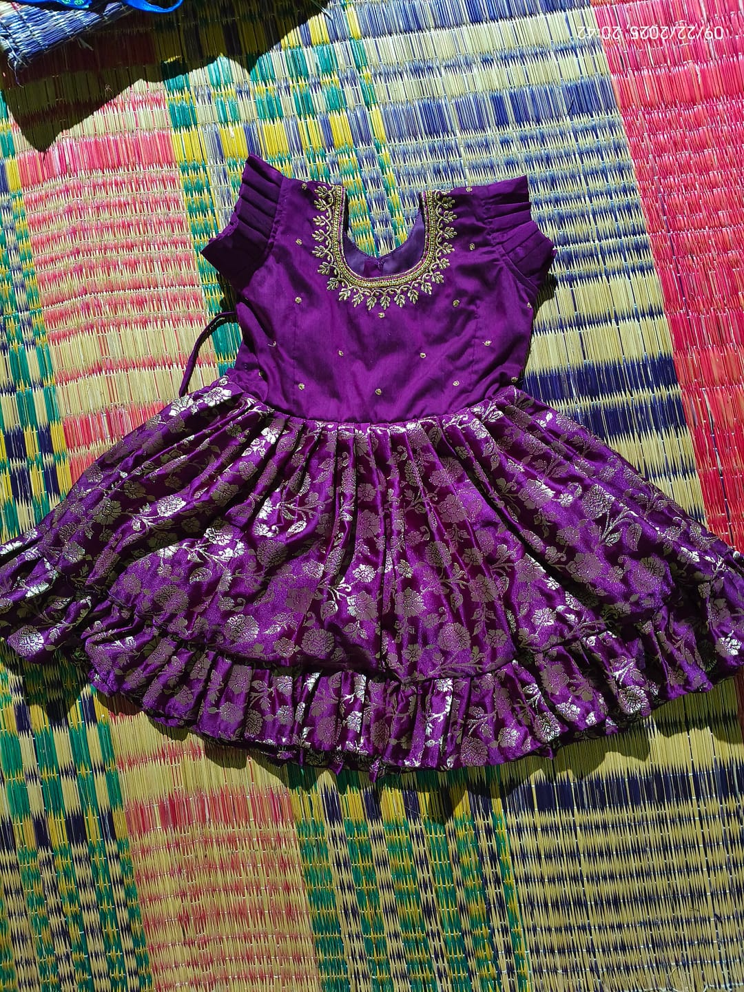 Customer photo review of Wine Banarasi Silk Ethnic Wear for Girls / Baby Girl