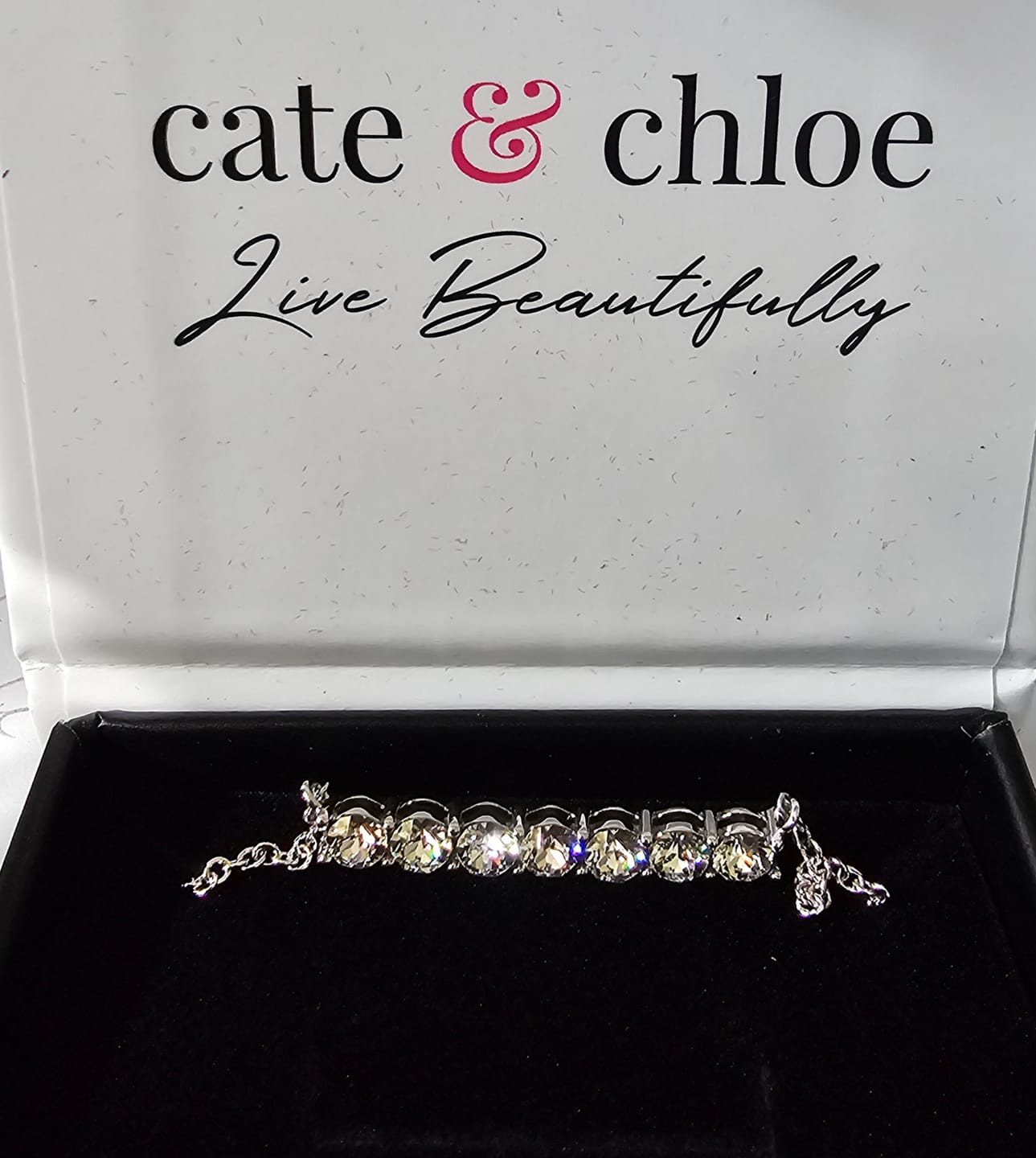 Customer photo review of Lynn 18k White Gold Plated Necklace with Swarovski Crystals