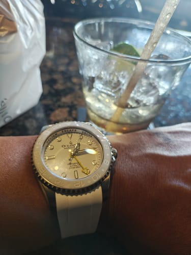 Customer photo review of Oceaneva Men's GMT TITANIUM Automatic Deep Marine Explorer 1250M White Ceramic Bezel Watch