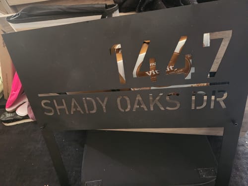 Customer photo review of Custom Metal Garden Address Sign Stake - Durable Outdoor House Number Plate