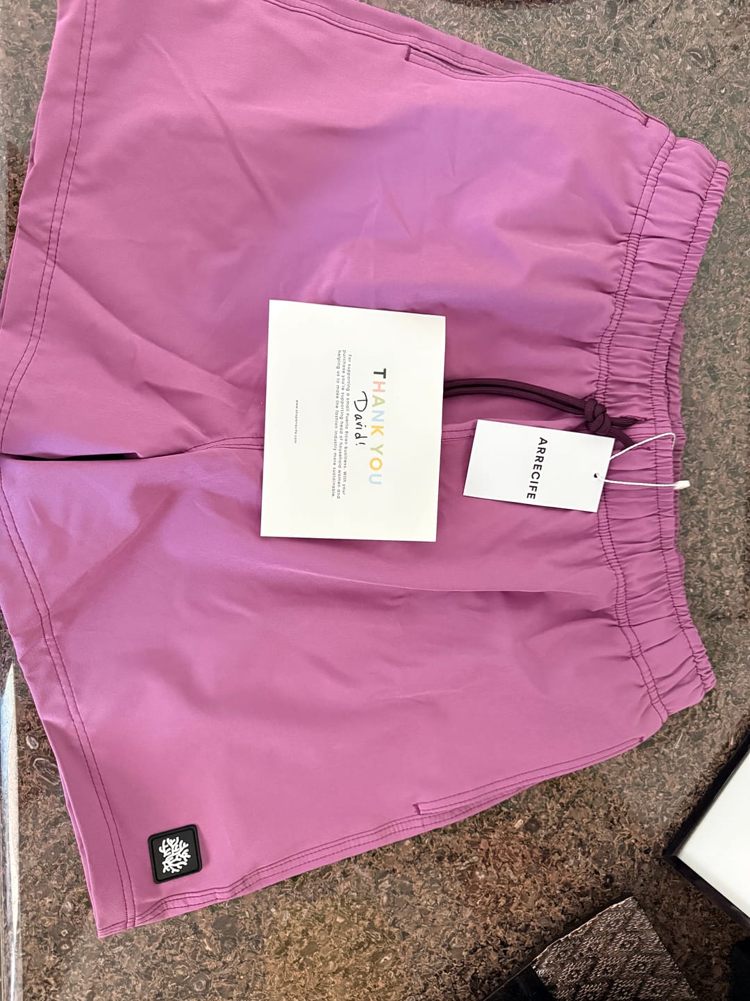 Customer photo review of DARK PINK SWIM SHORT