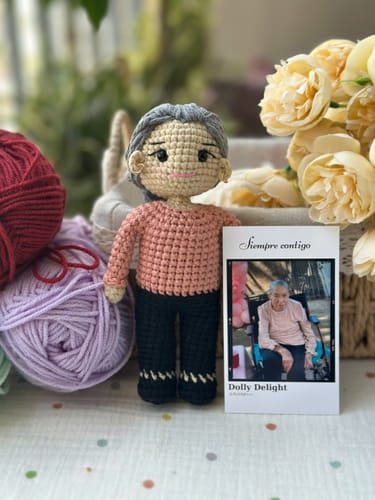 Customer photo review of Dolly® Personalized Crochet Doll with Photo Card