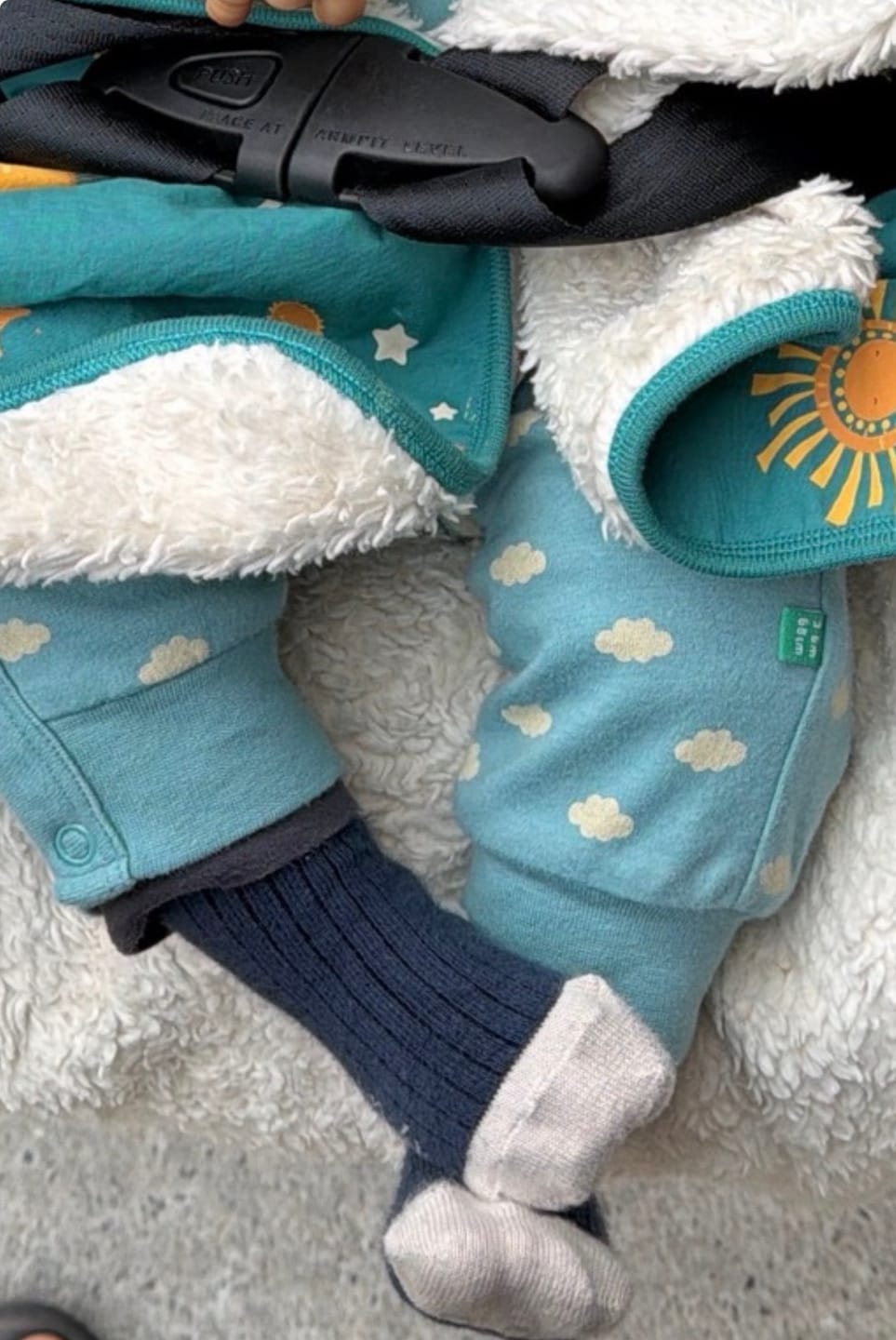 Customer photo review of Fluffy Cloud Reversible Hooded Snug As A Bug Suit
