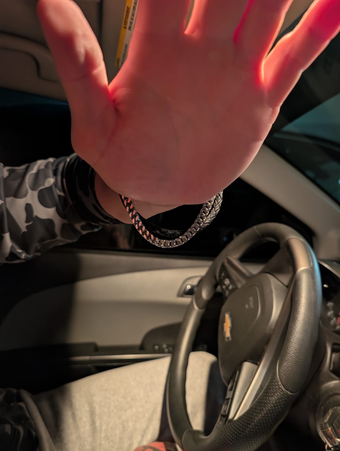 Customer photo review of Black Leather Franco Link Bracelet