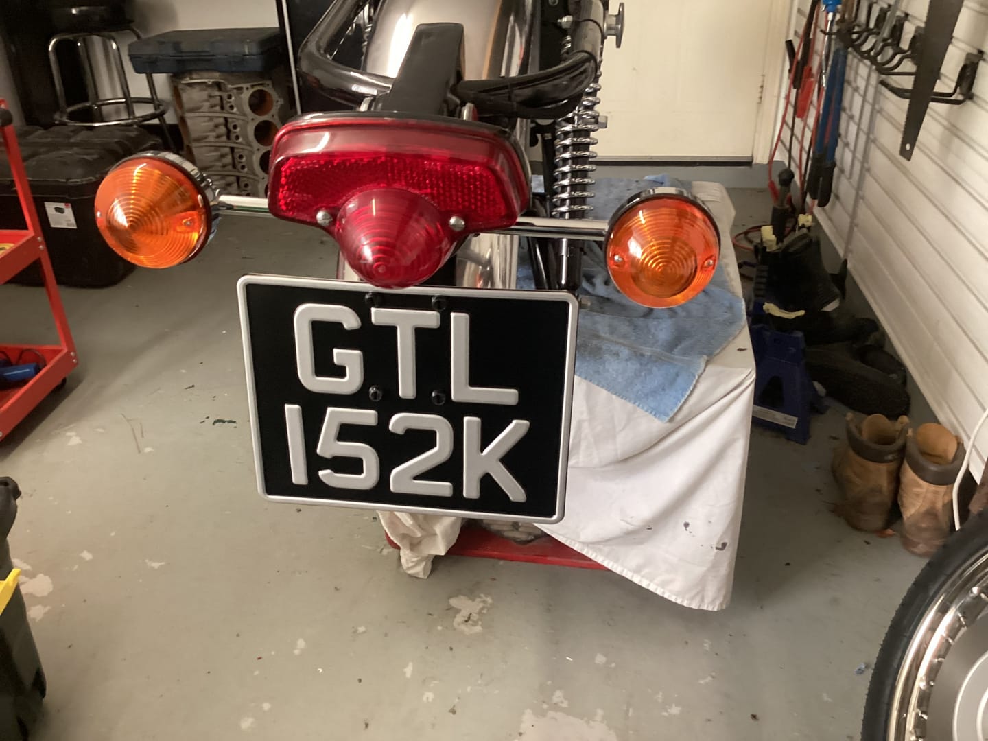 Customer photo review of Classic Metal Pressed Motorcycle Number Plate - 9 x 7 Inches