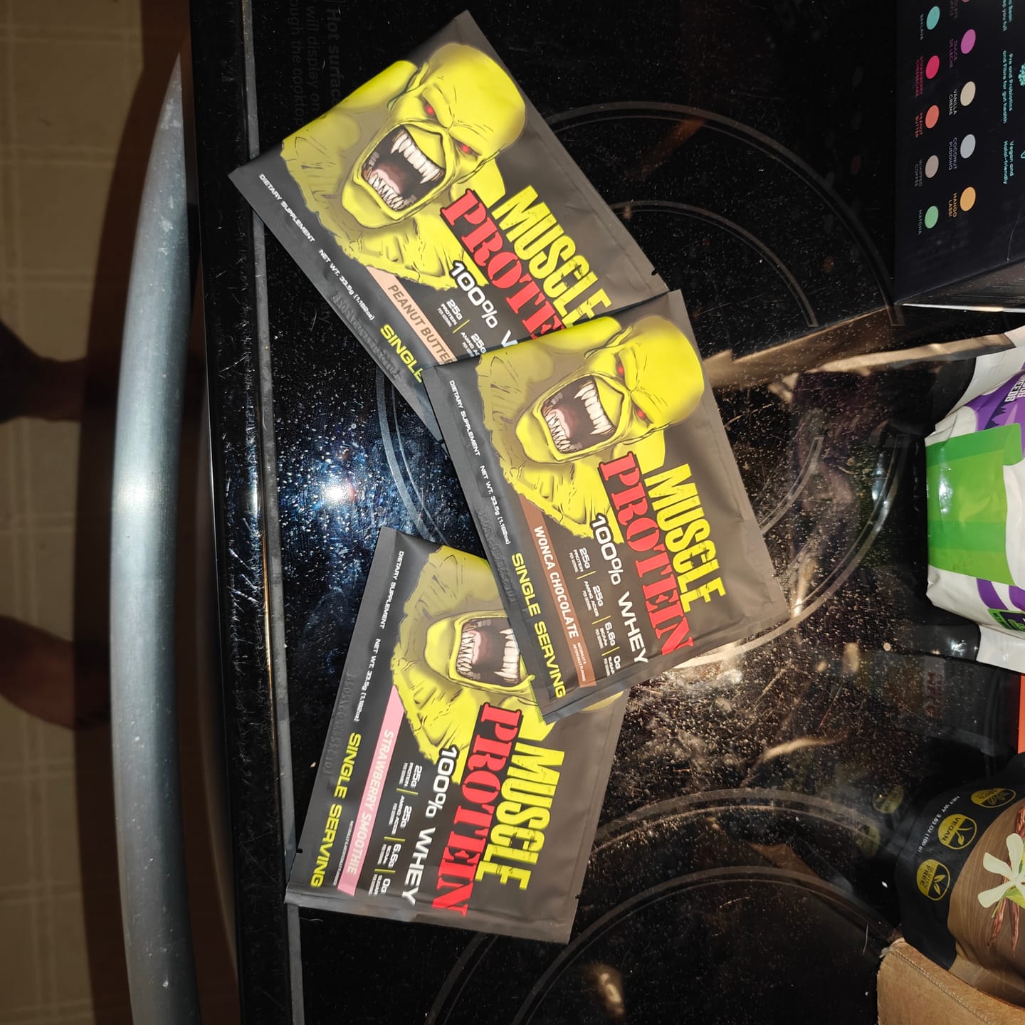 Customer photo review of Whey Protein Powder Travel Single Serving