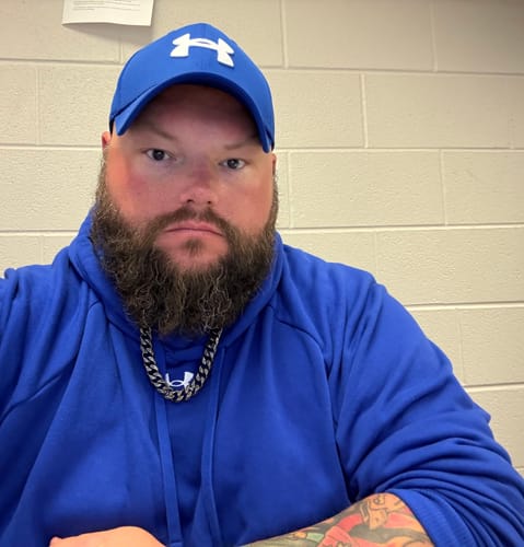 Customer photo review of Knights Templar Cuban Link Necklace: Helps Pair Veterans With A Service Dog Or Shelter Dog