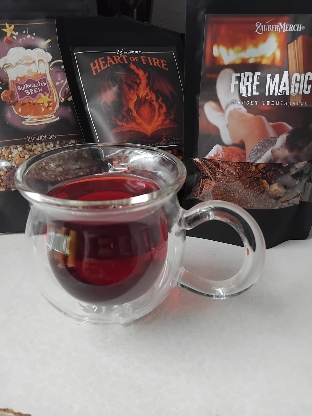 Customer photo review of Heart of Fire – Drachen Tee Pfirsich-Maracuja | Fantasy Tee für Buchliebhaber
