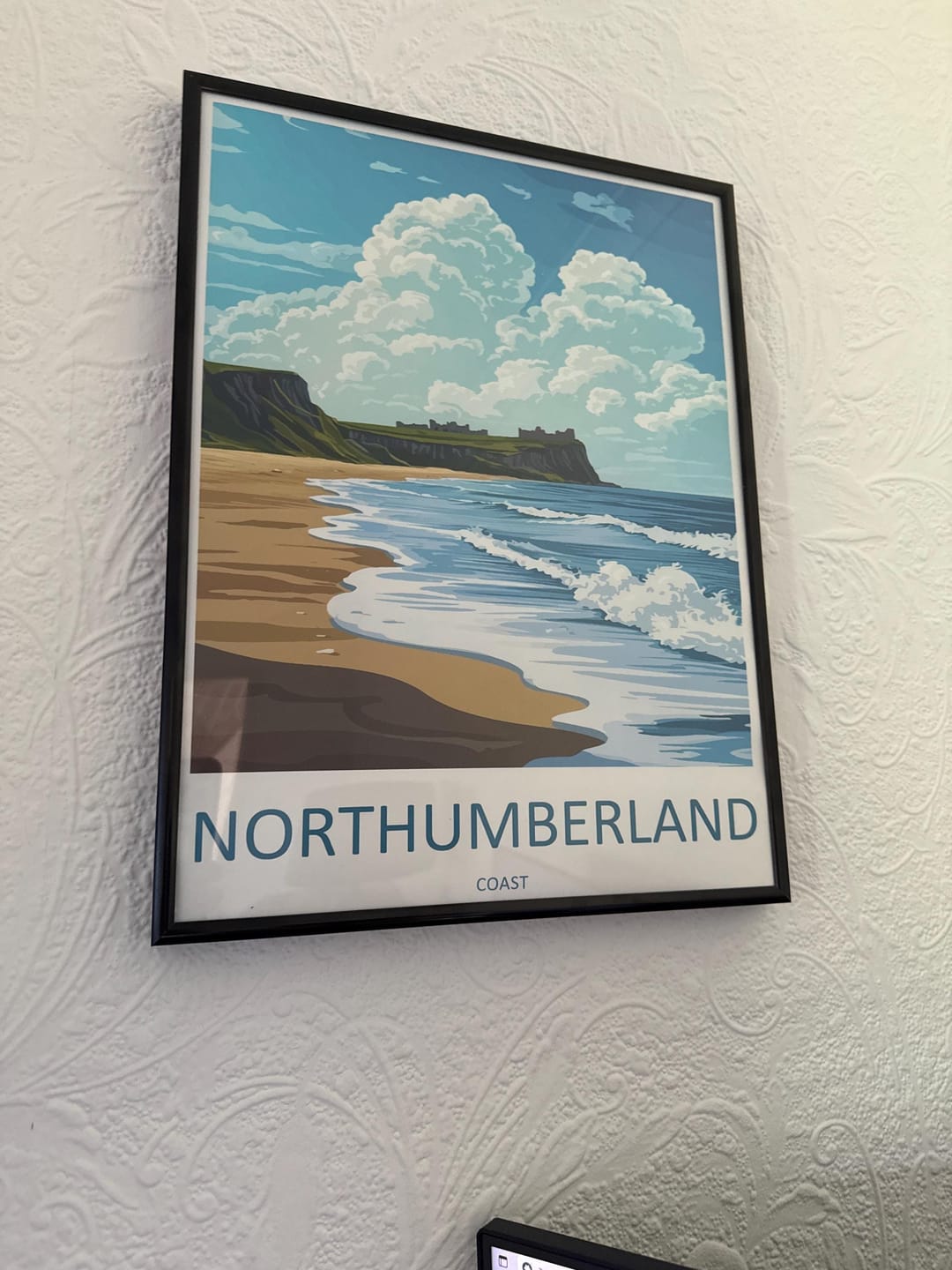 Customer photo review of Northumberland Coast Cartoon Travel Poster England Wall Art Coastal Print Historic Illustration Beach Decor Northumberland Gift