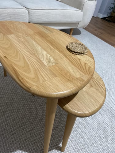 Customer photo review of 3'lü Zigon Sehpa - Masif Kestane Sehpa Takımı