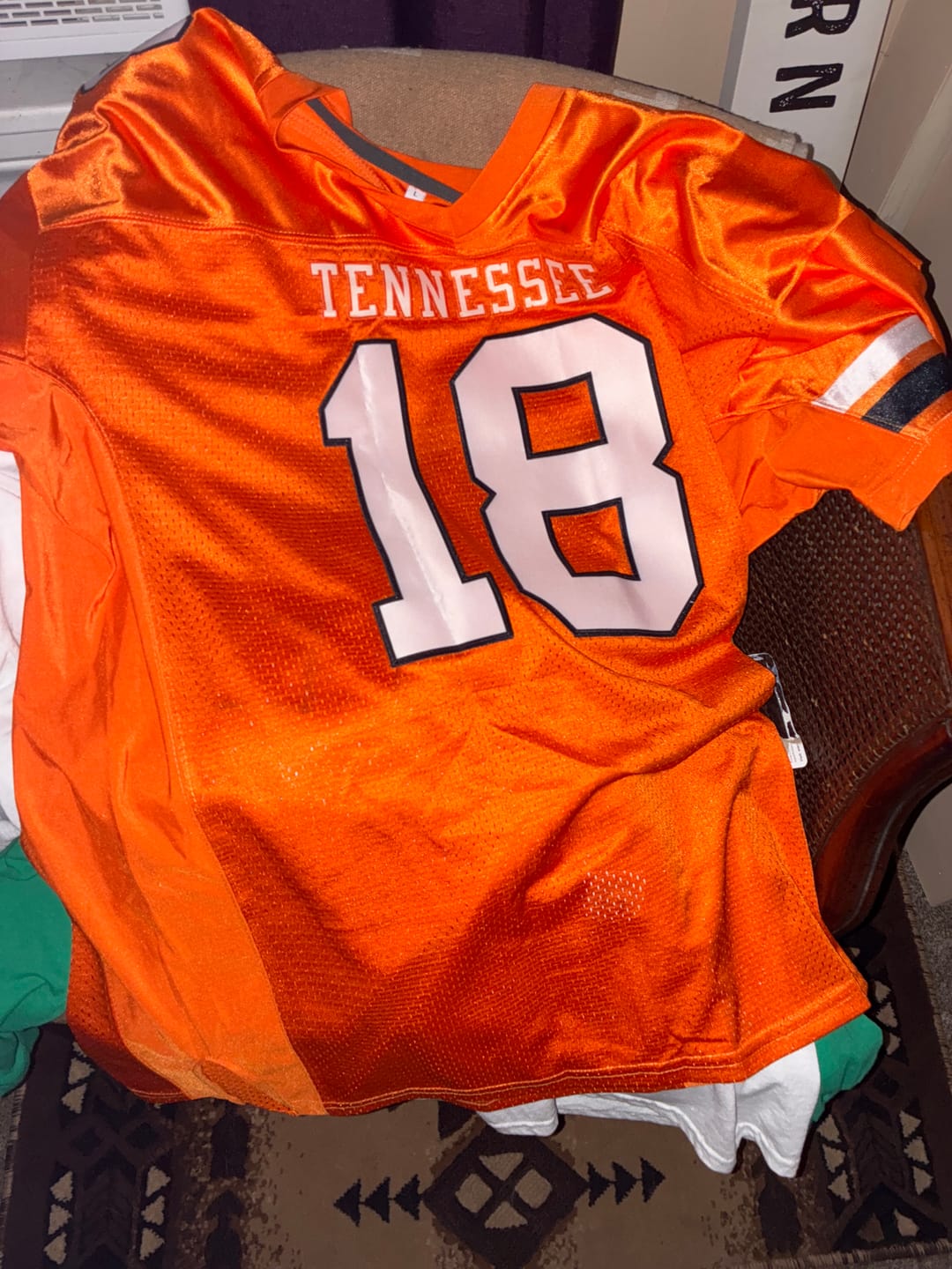 Customer photo review of Custom Orange White-Black Classic Style Mesh Authentic Football Jersey