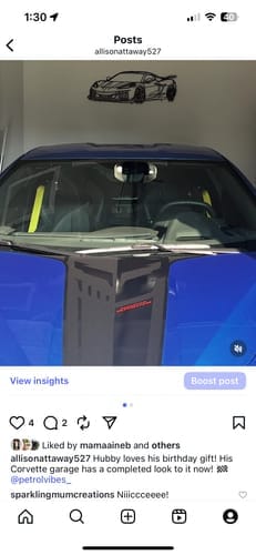 Customer photo review of Corvette C8 2024 Angle Silhouette Metal Wall Art