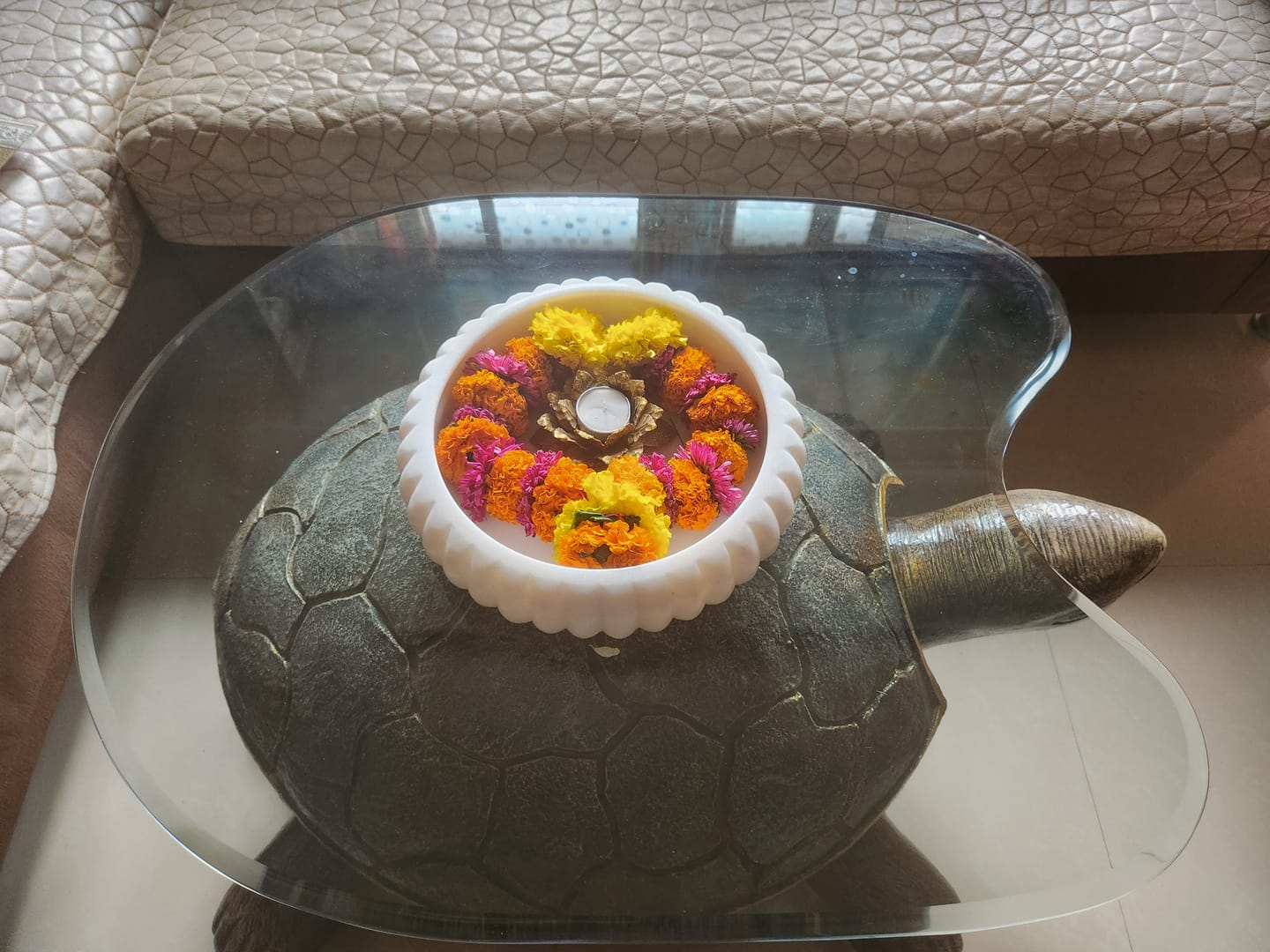 Customer photo review of Marble Urli White - Handicraft Bazaar