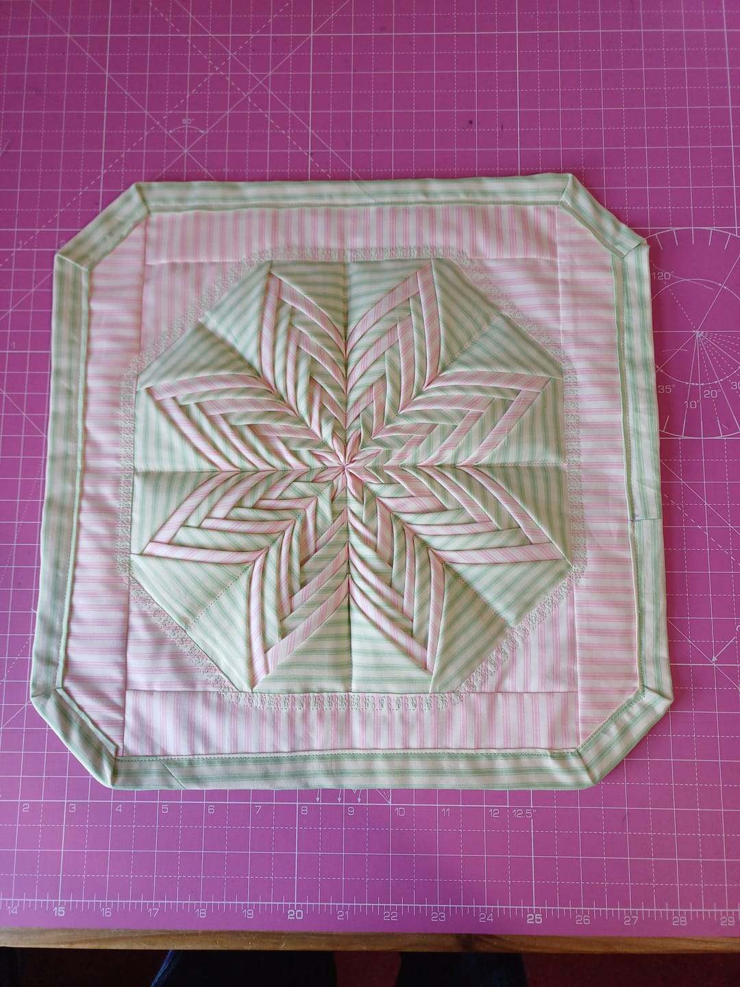 Customer photo review of Ticking Stripes Rose & Hubble Cotton Poplin Fabric