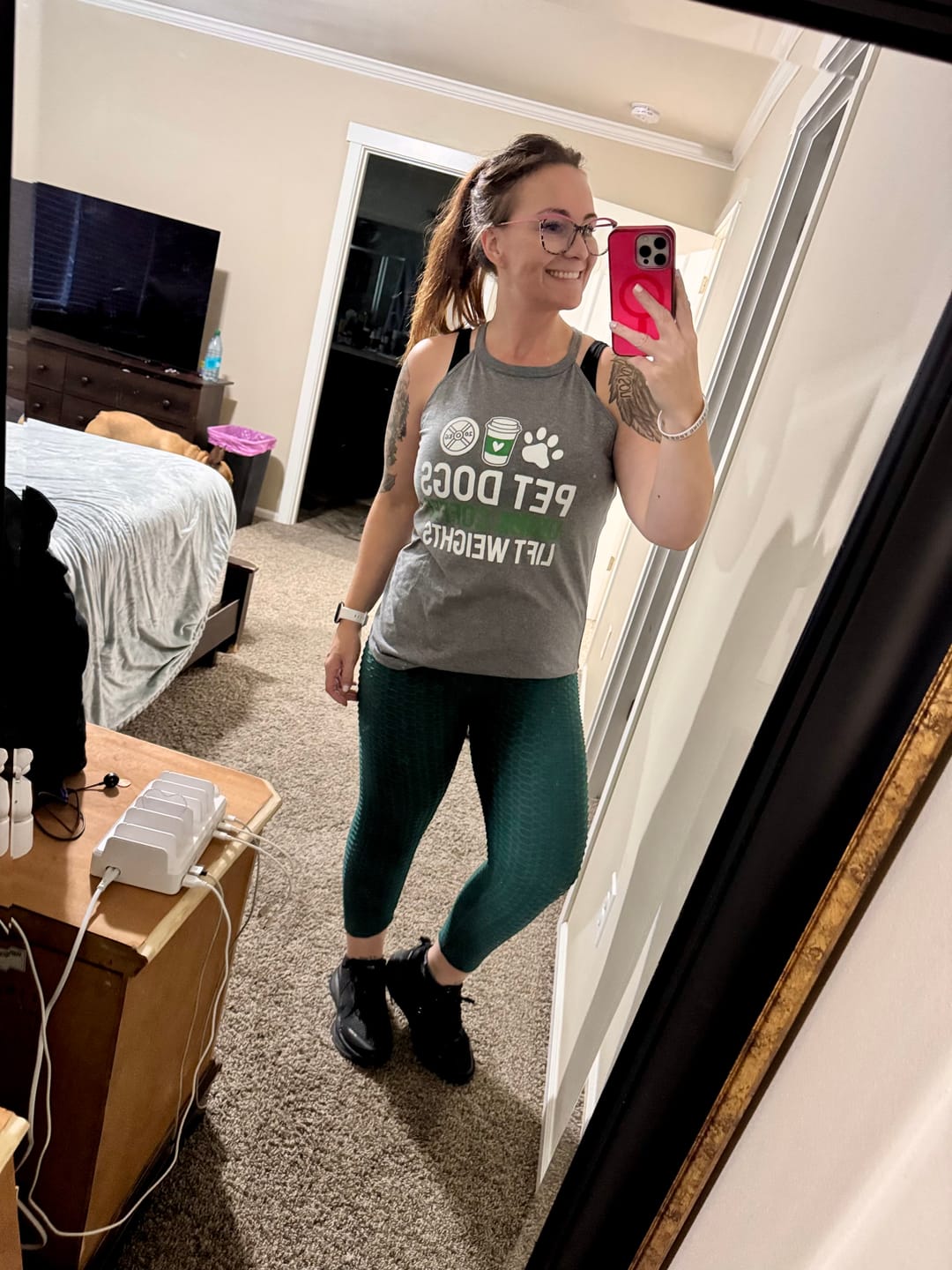 Customer photo review of Pet Dogs Drink Coffee Rocker Tank