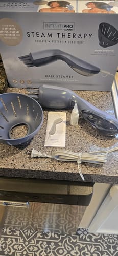 Customer photo review of InfinitiPRO Steam Therapy Hair Steamer – Portable Curl Hydration & Volume System with 7" Diffuser