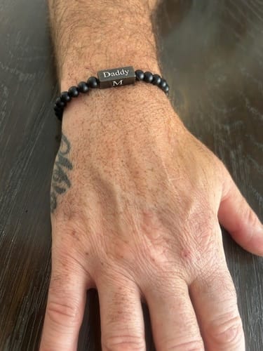 Customer photo review of 6mm Matte Black Rectangle Bead Bracelet