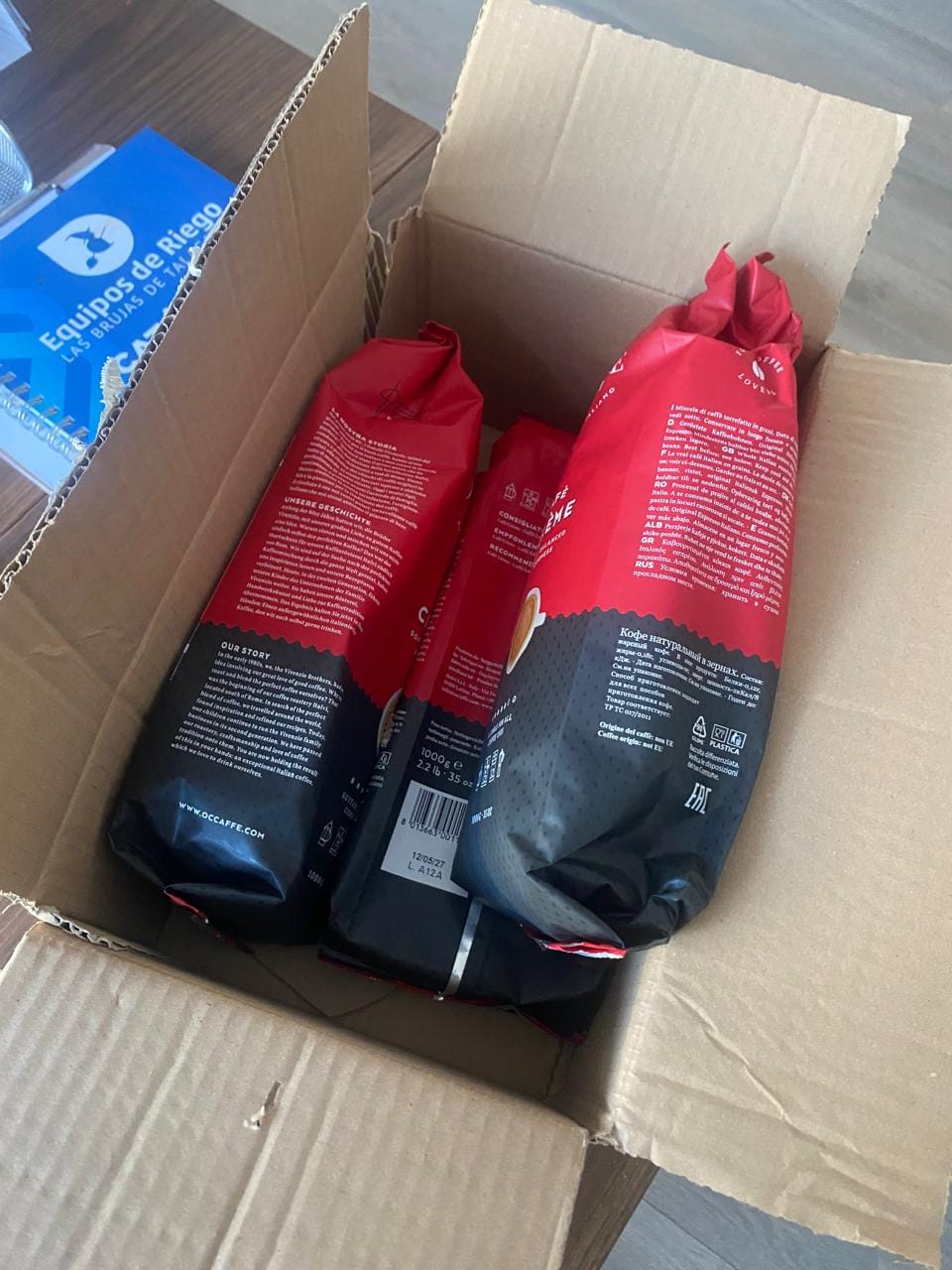 Customer photo review of Occaffe Grano Espresso Creme Rojo 1kg