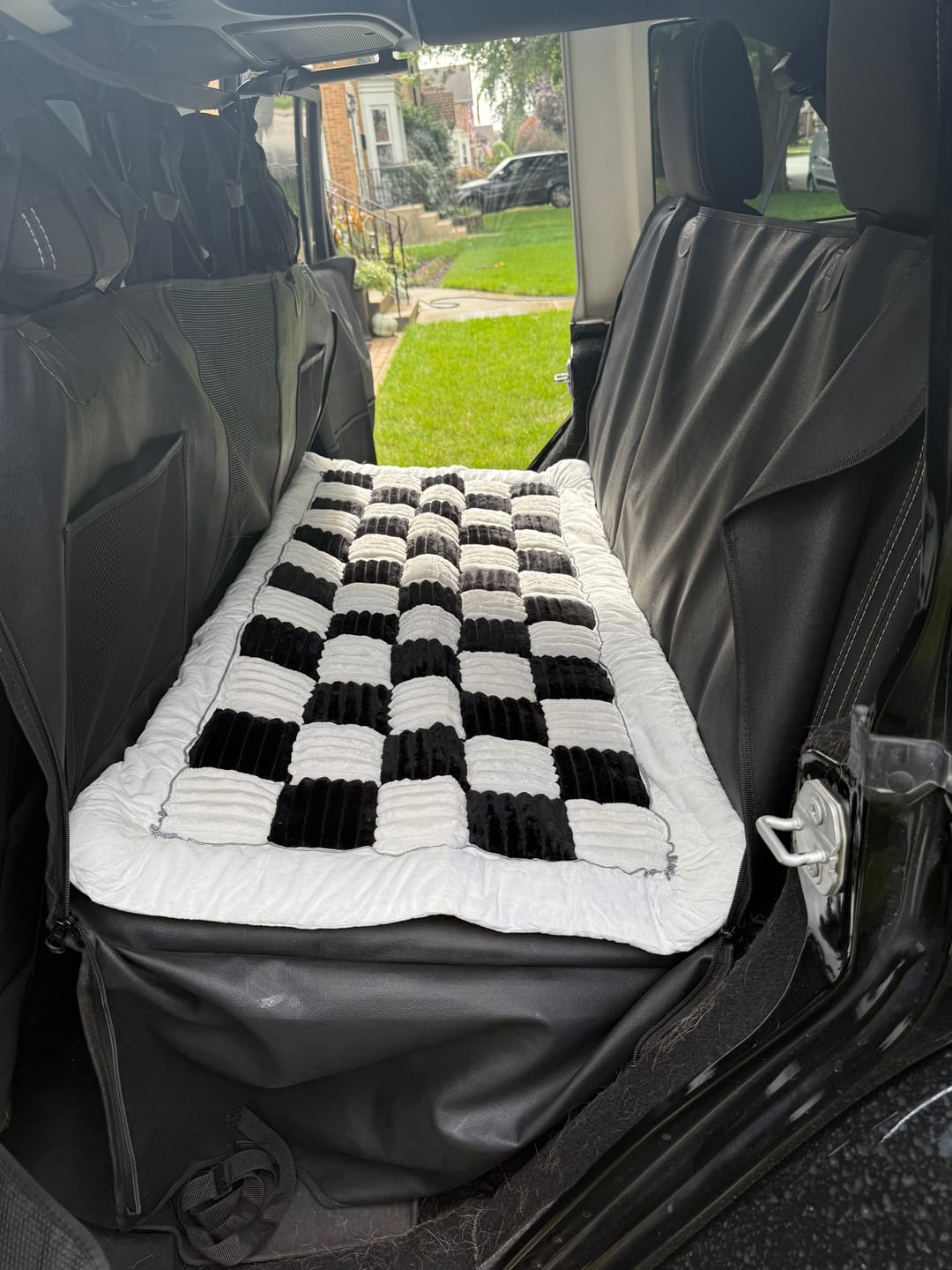 Customer photo review of Plush Backseat Dog Bed (Made For The Hard Bottom Car Seat Cover)