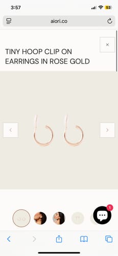 Customer photo review of Tiny Hoop Clip On Earrings in Rose Gold
