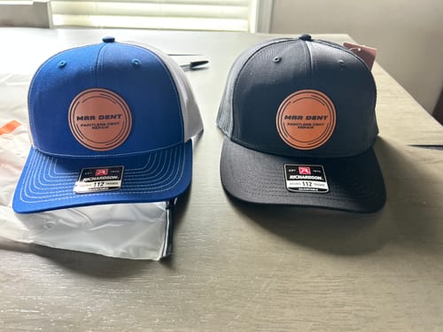 Customer photo review of Richardson 112 Genuine Leather Patch Hats Laser Engraved