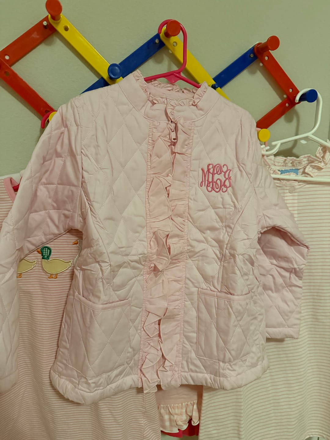 Customer photo review of Pink Quilted Ruffle Coat