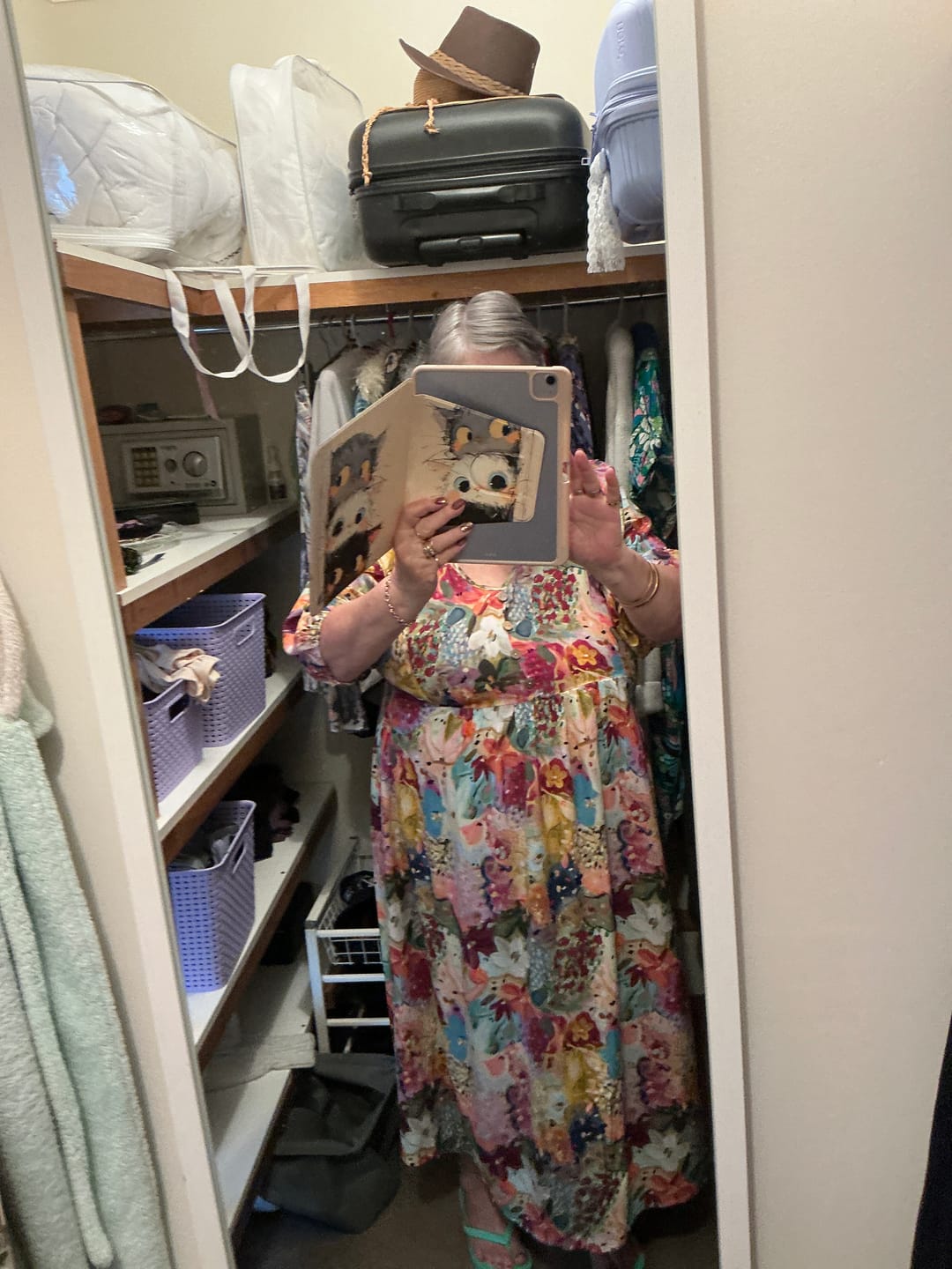 Customer photo review of Zandra Midi Dress in Pink Multi