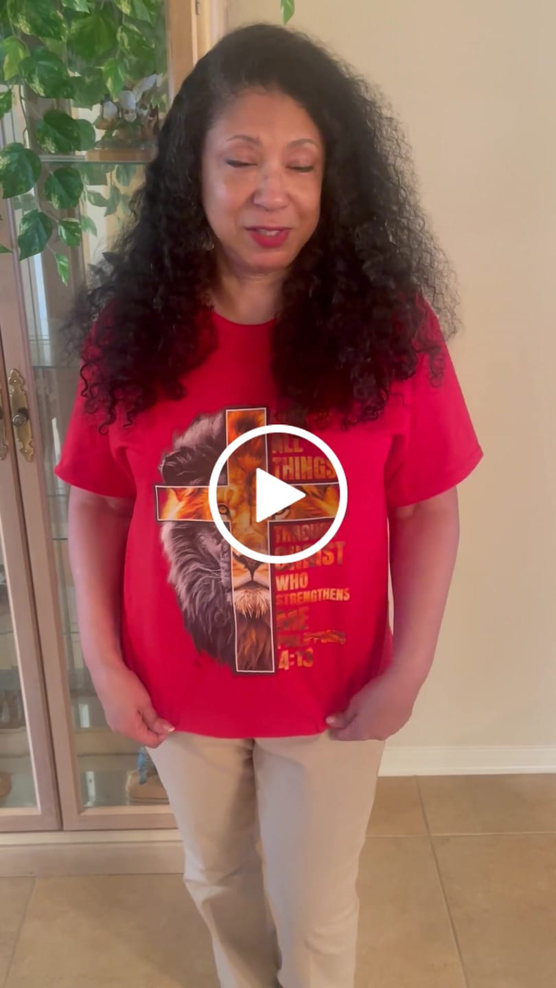 Customer video review of Christian Faith T Shirt Lion I Can Do All Things Through Christ Who Strengthers Me TS09