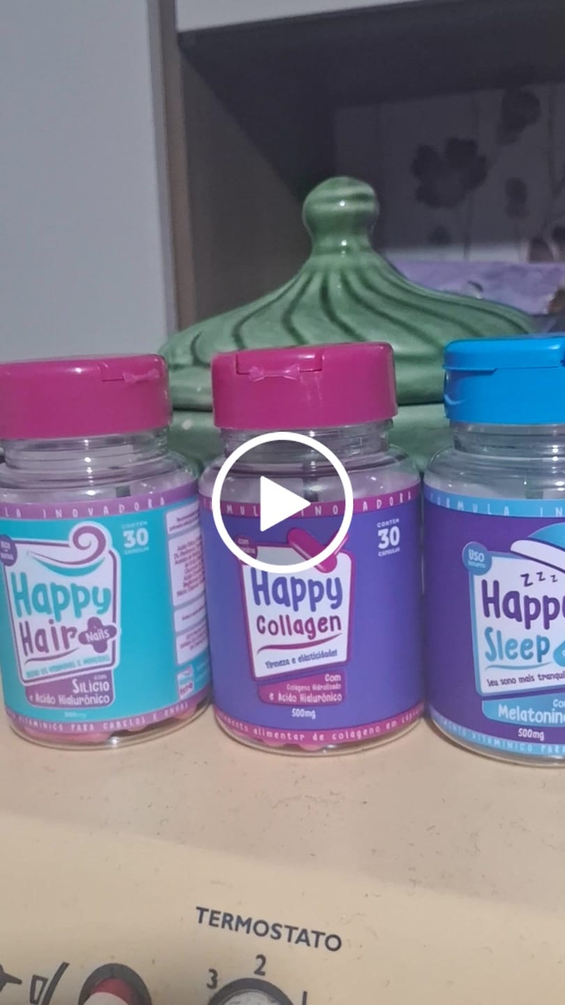 Customer video review of Happy Hair 3 Potes + 3 Potes Grátis + 1 Pote de Melatonina + 1 Pote de Colágeno (Total 8 Potes)
