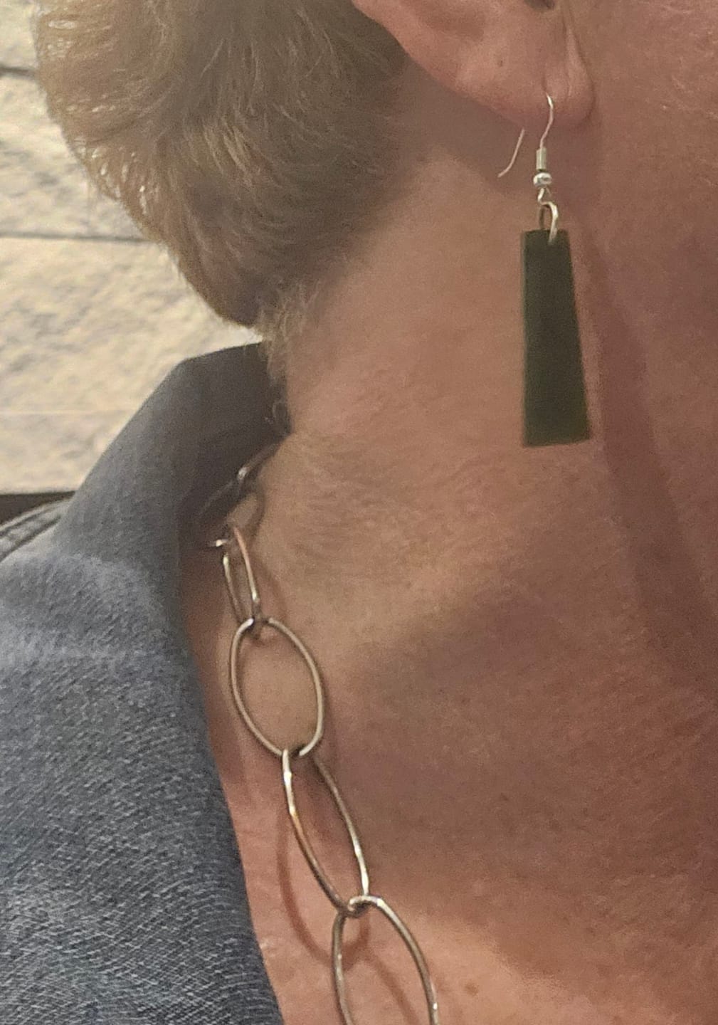 Customer photo review of NZ Greenstone Jade Toki Earrings