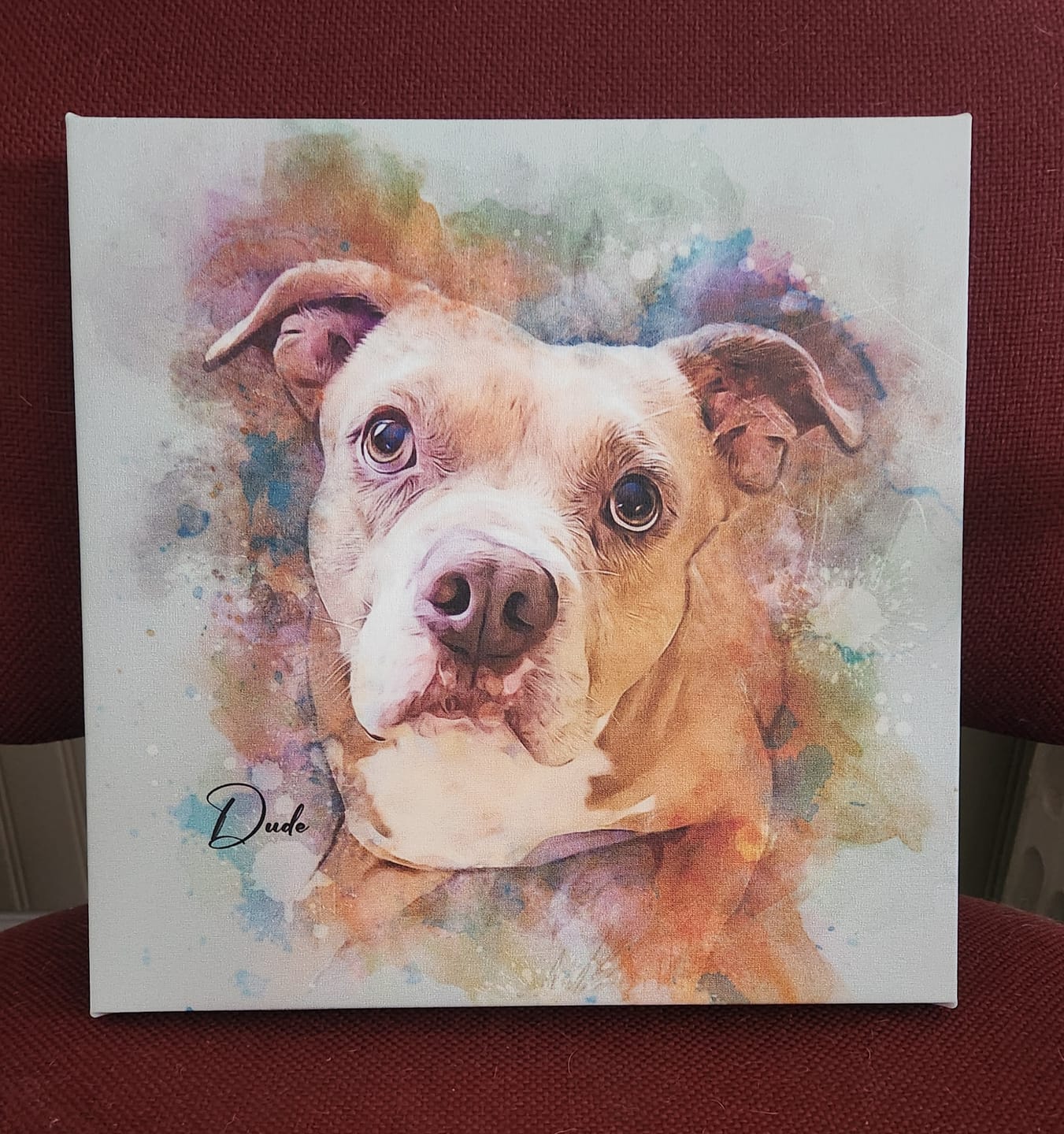 Customer photo review of Contemporary Neutral Style Watercolor Pet Canvas