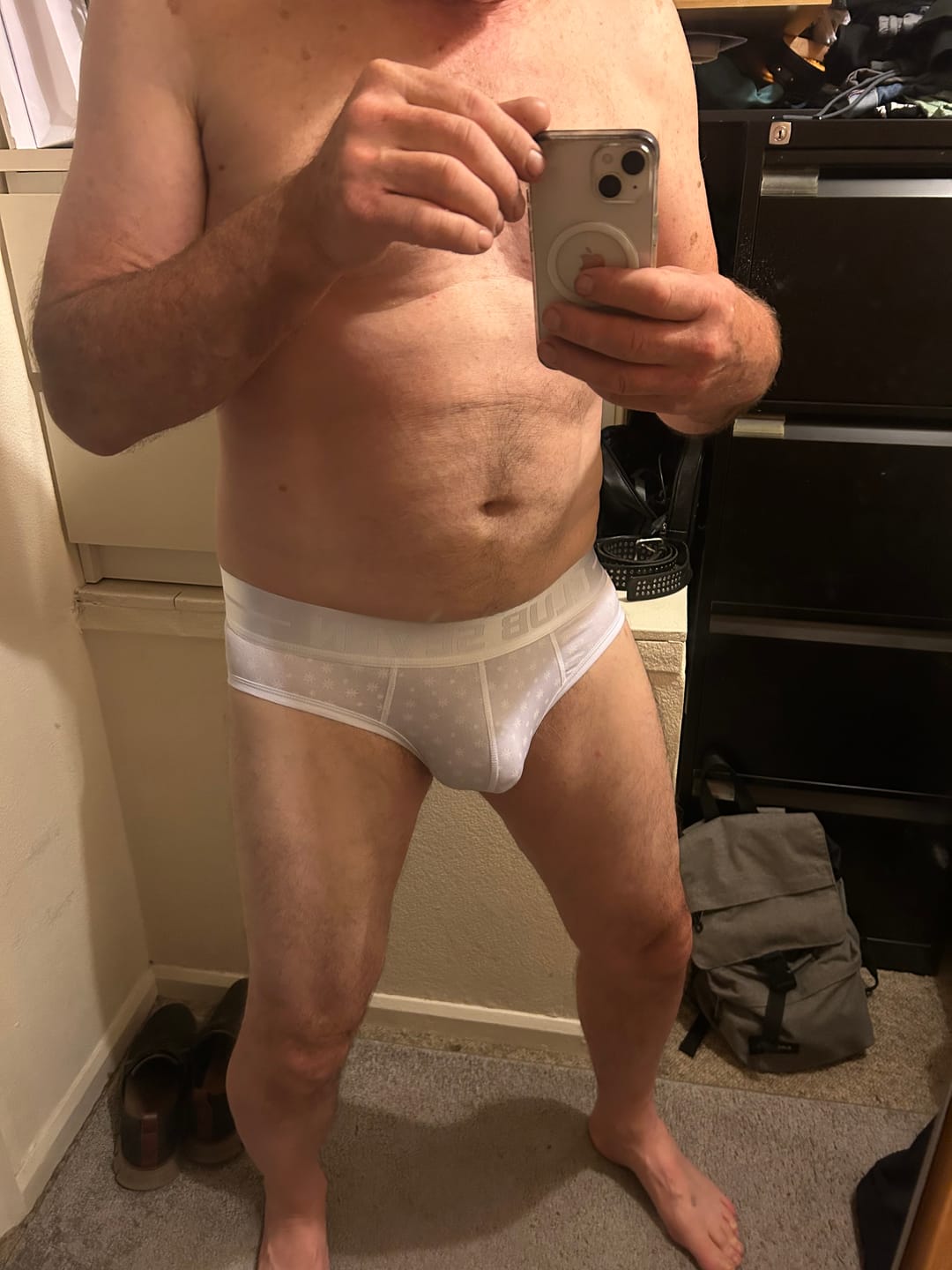 Customer photo review of Limited-Edition White Snowflake Briefs