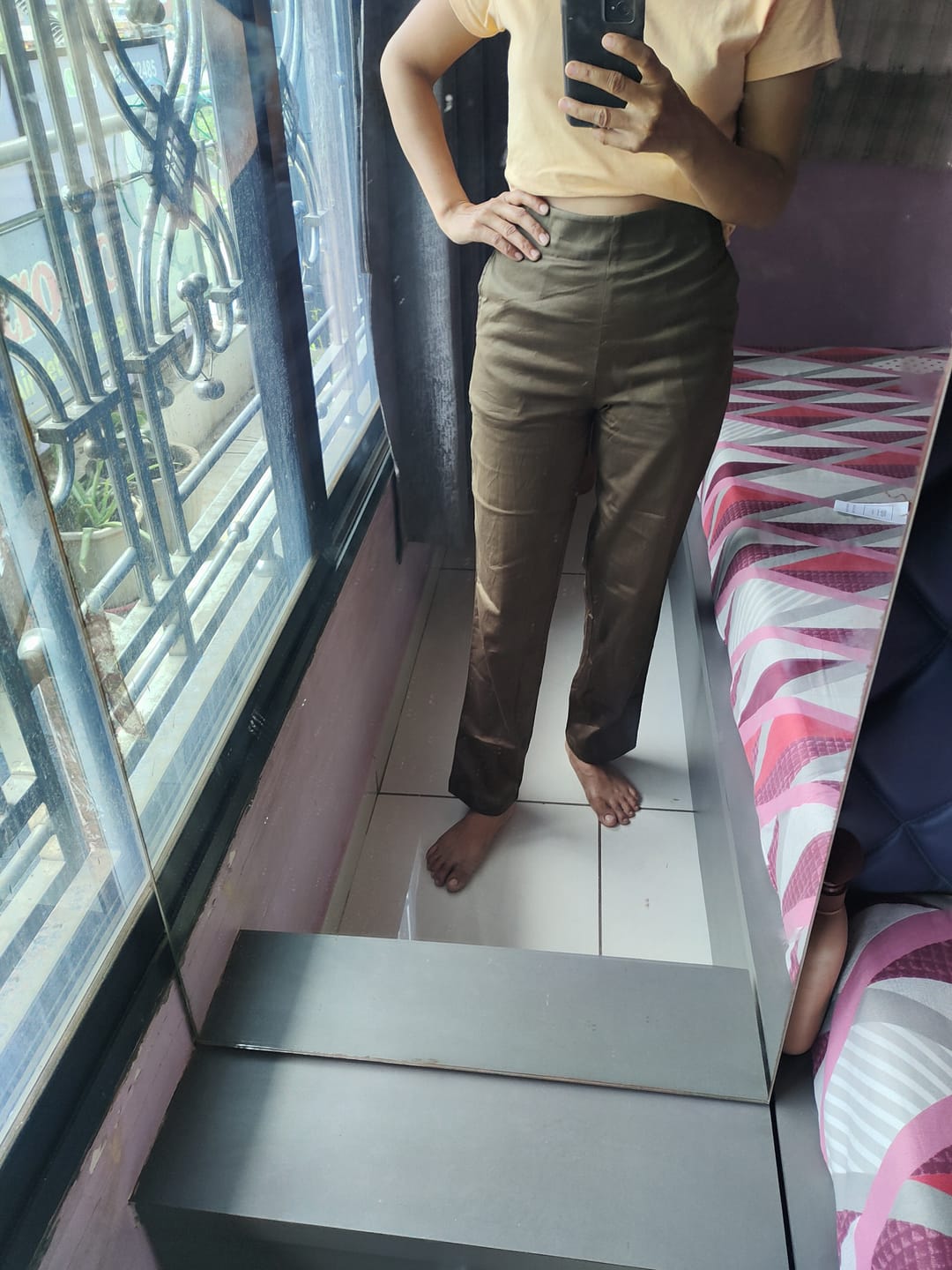 Customer photo review of Women Olive Green Wide Leg Pants