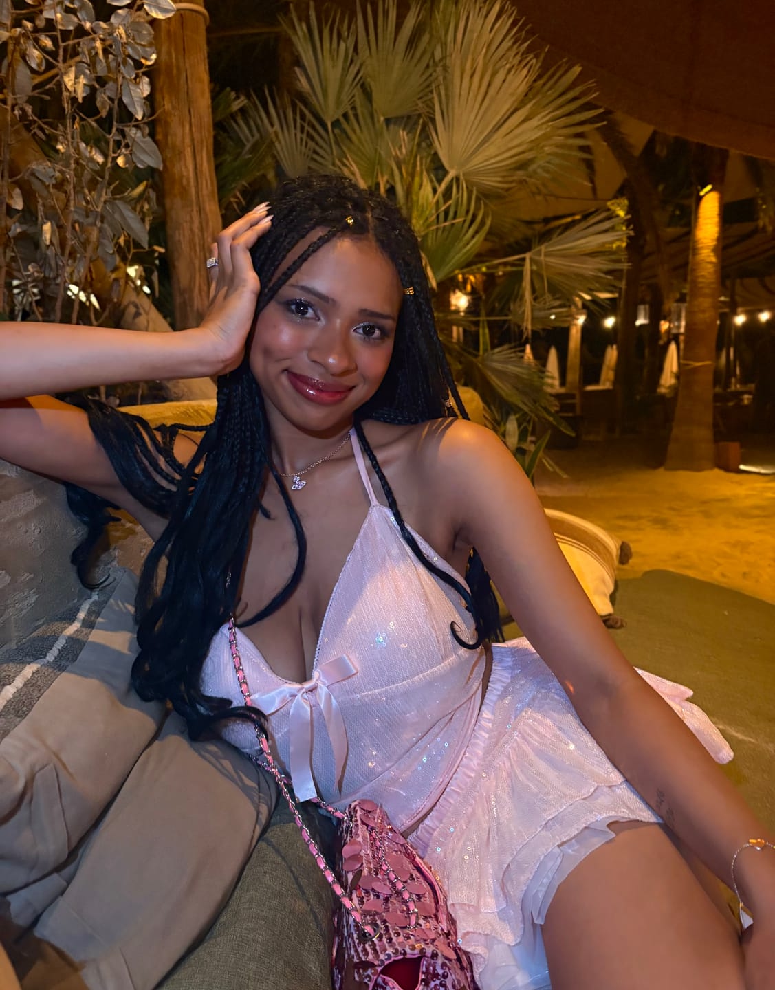 Customer photo review of Rosette Fairy Dust Sequin Halter Top (Pink)