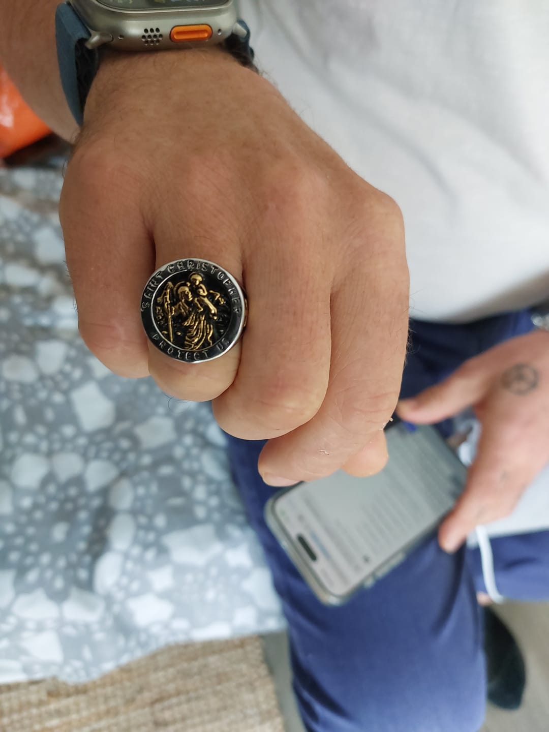 Customer photo review of Bague Saint Christophe
