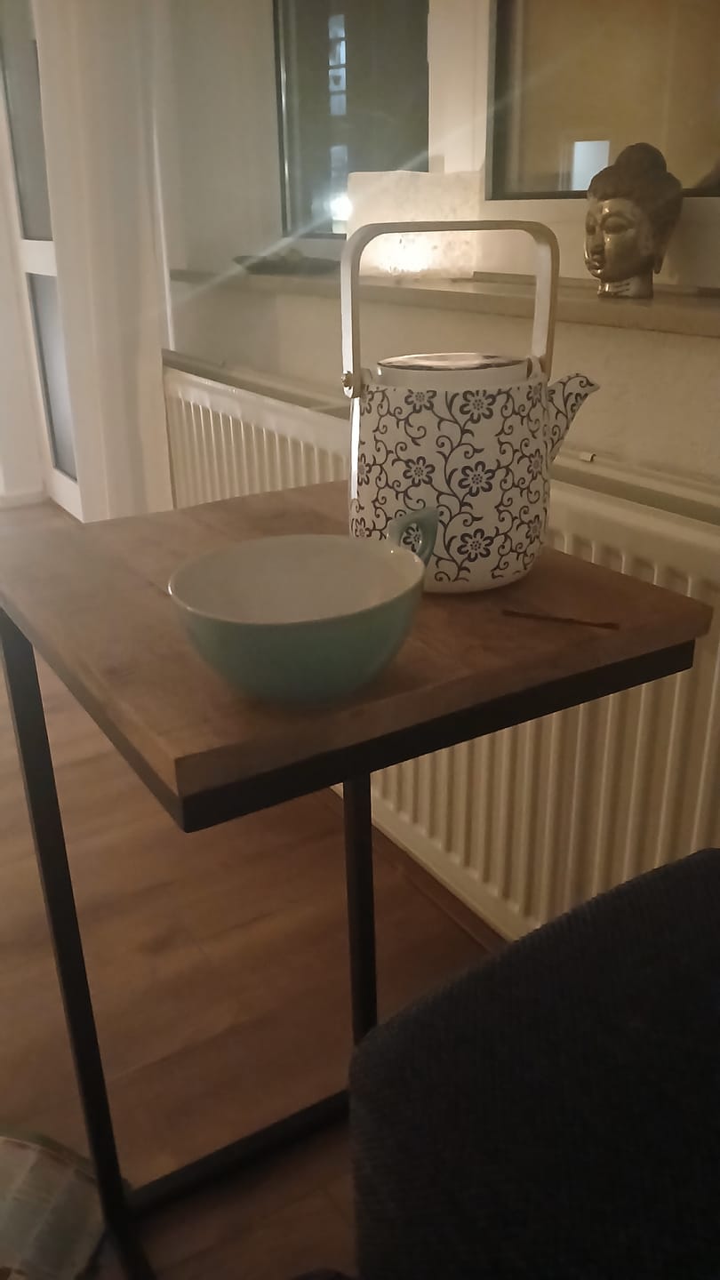 Customer photo review of Bijzettafel bank | Set van 2 | Mangohout en Staal | 38x31x68cm