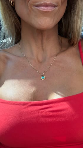 Customer photo review of Antique 14k Yellow Gold 1.6ct Turquoise Gold Nugget Border Charm / Pendant