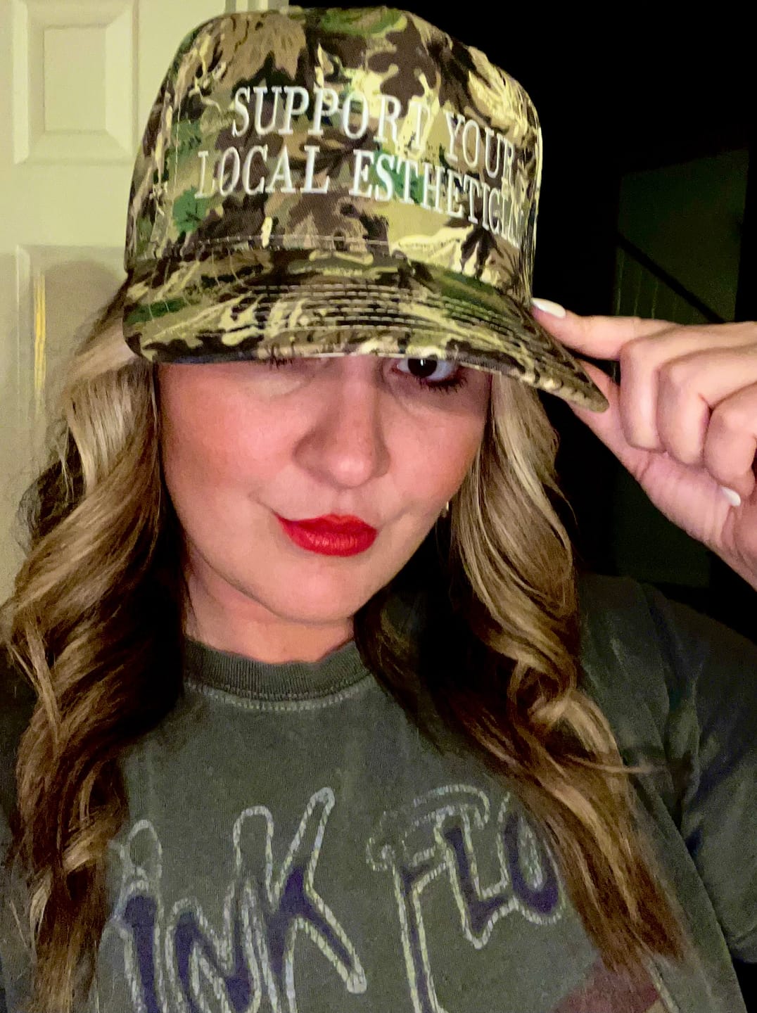 Customer photo review of Support Your Local Esthetician - Trucker Hat