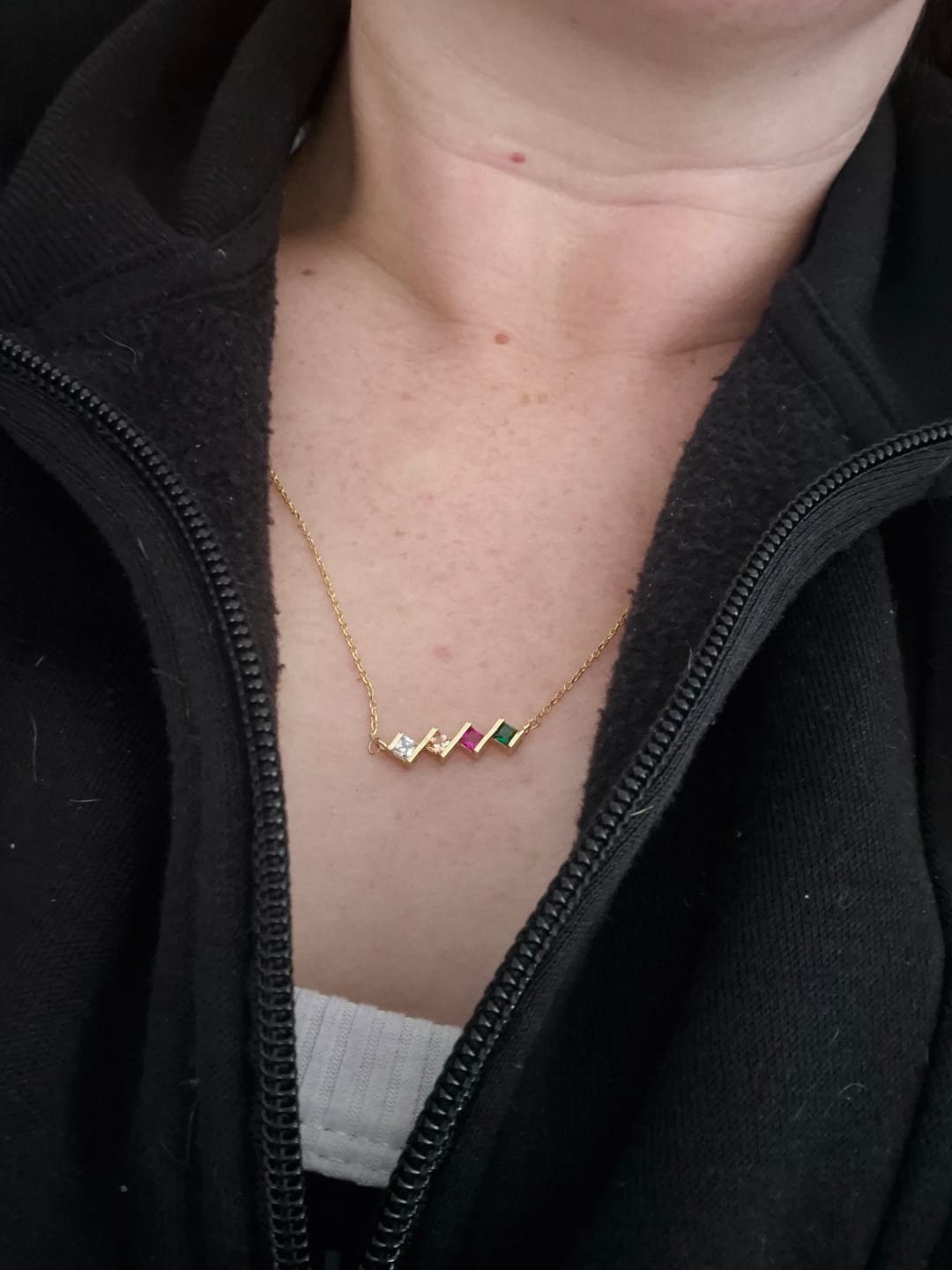 Customer photo review of Mother's Birth Stone Necklace