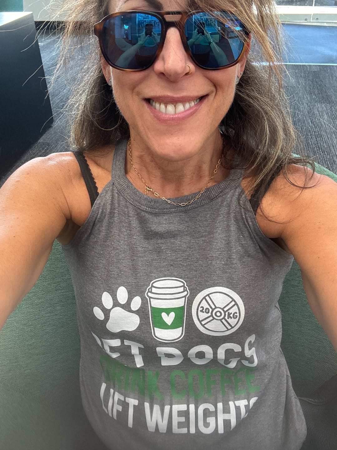 Customer photo review of Pet Dogs Drink Coffee Rocker Tank