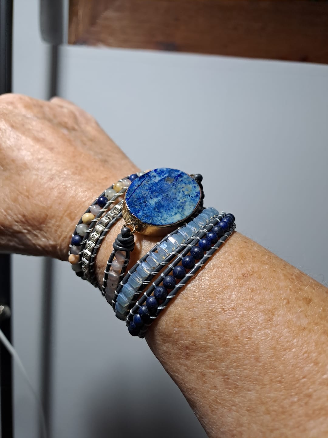 Customer photo review of Peace Within Lapis Lazuli Wrap Bracelet