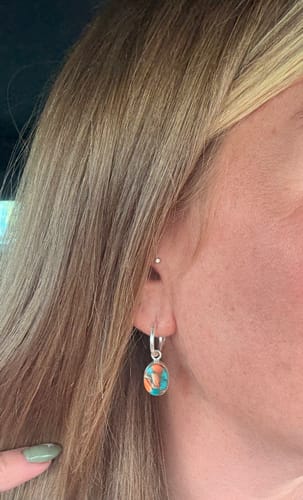 Customer photo review of Oyster Copper Turquoise Earrings